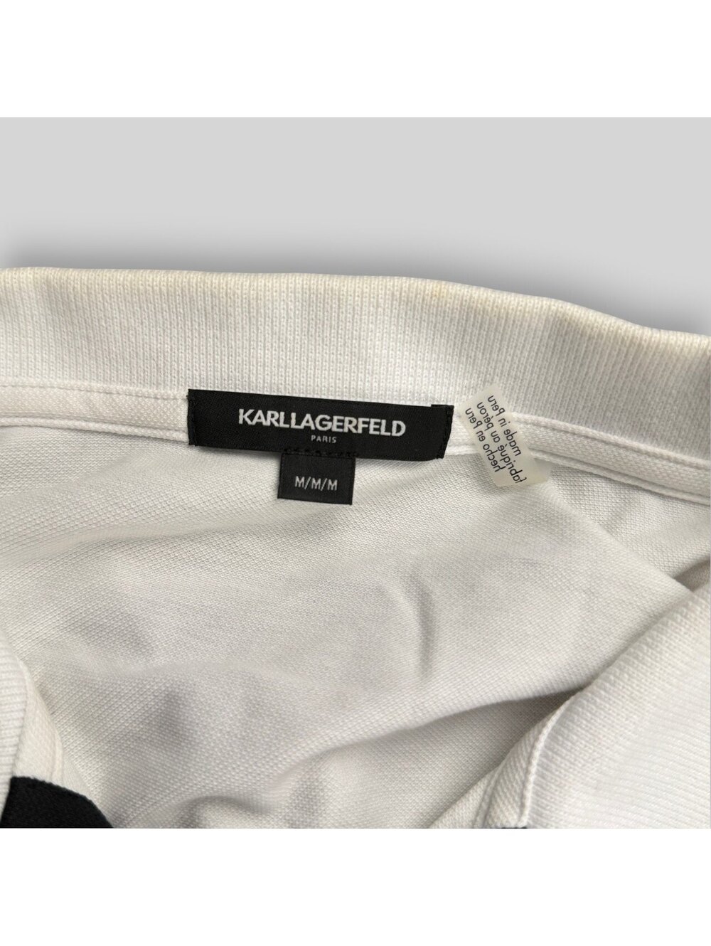 🇬🇧 Karl Lagerfeld Paris Zip Collar Polo Shirt White Medium - Picture 5 of 10